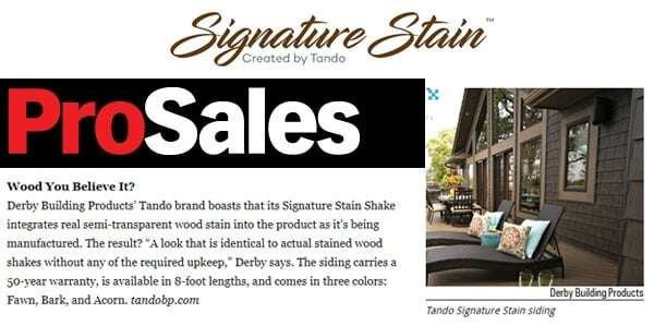 ProSales chooses Signature Stain as a Top 12 product for the building envelope